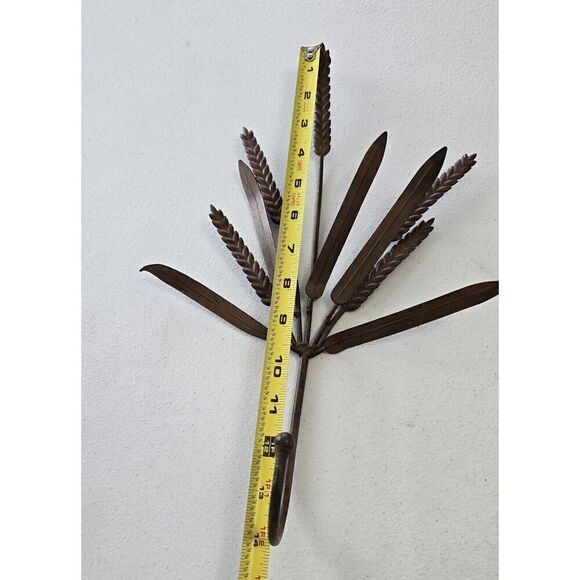 2 Metal Wheat Wall Hanging Hook Coat Hat Towel Rustic Farmhouse - Picture 3 of 6